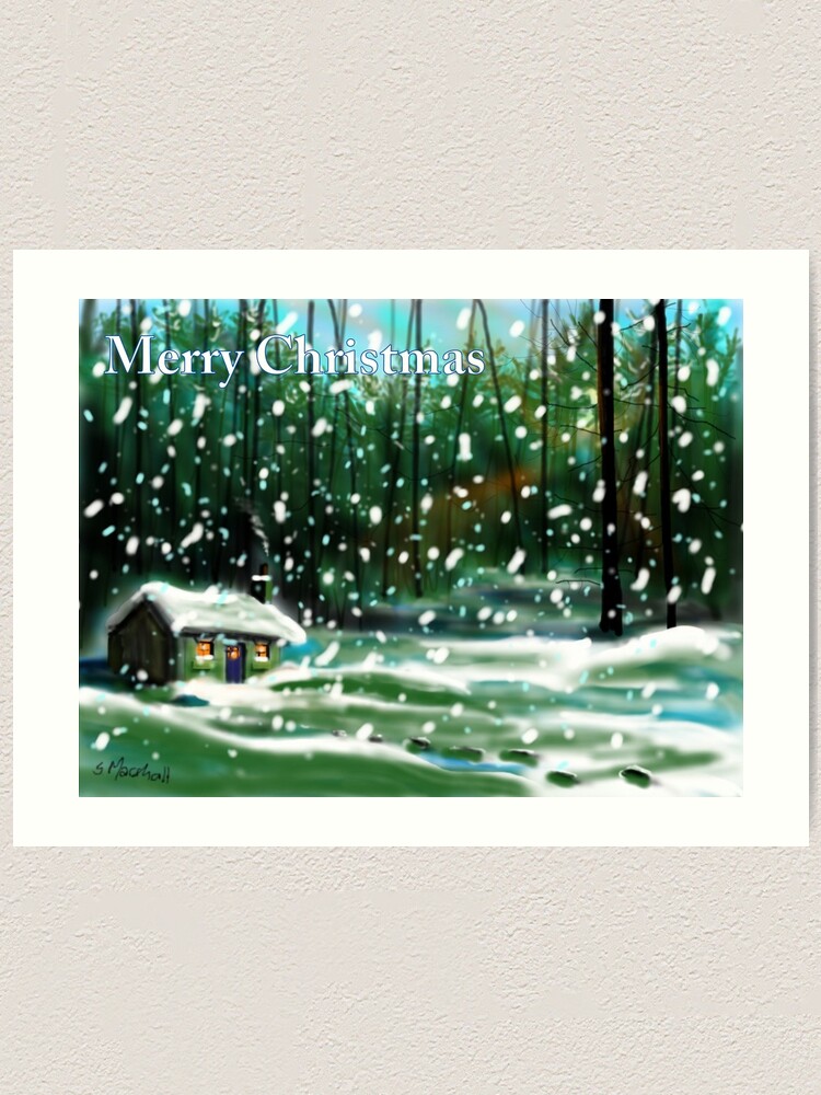 Alternate view of Cottage in the Snow Art Print