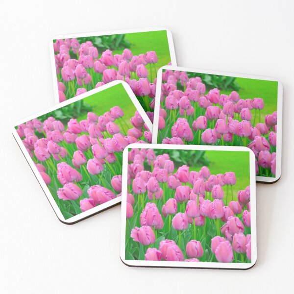 Item preview, Pink Tulips Round Photo Square Frame designed and sold by Redinsart.