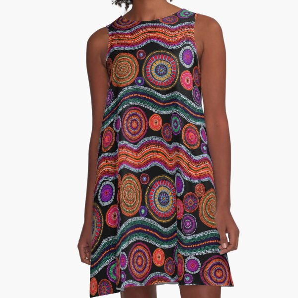 Australian Aboriginal Pattern Style A-Line Dress