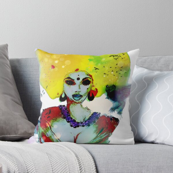 Bird Queen Throw Pillow