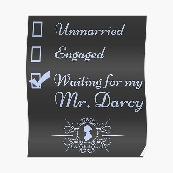 Funny Jane Austen Vintage Book Club Waiting for Mr. Darcy Poster