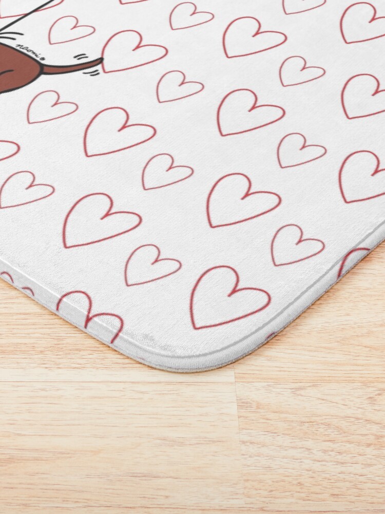 Alternate view of Red Smooth Haired Dachshund Floating in the Air Bath Mat