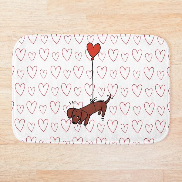 Red Smooth Haired Dachshund Floating in the Air Bath Mat