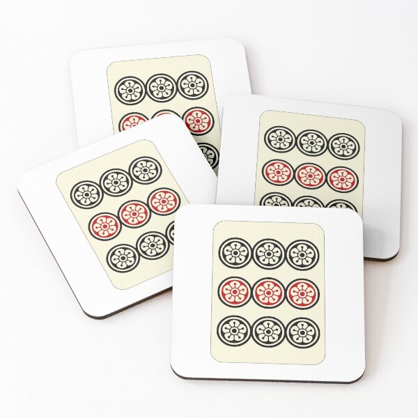 Item preview, 麻雀牌 9筒（黒赤ロゴ 牌枠あり) / NINE OF CIRCLES（black,red) -MAHJONG TILE- designed and sold by MAHJONG-JUNK.