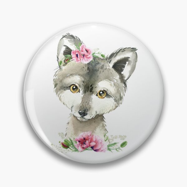 Item preview, Woodland Wolf with Pink Floral Poppies designed and sold by Paulele.