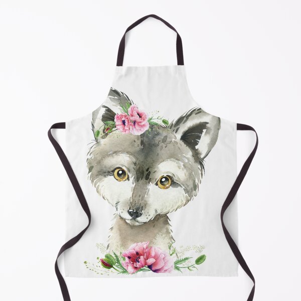 Item preview, Woodland Wolf with Pink Floral Poppies designed and sold by Paulele.