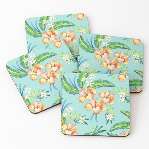 Item preview, Summer Tropical Print with a blue background designed and sold by Silvia  Ospina.