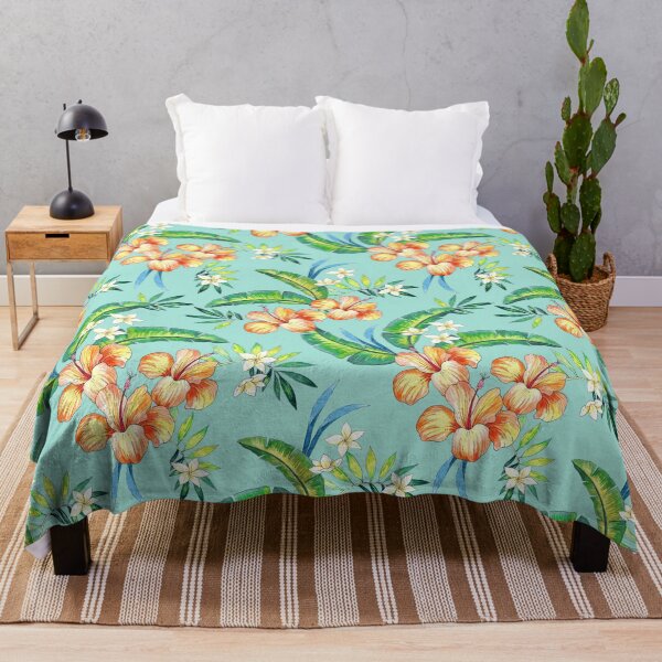 Item preview, Summer Tropical Print with a blue background designed and sold by Silvia  Ospina.