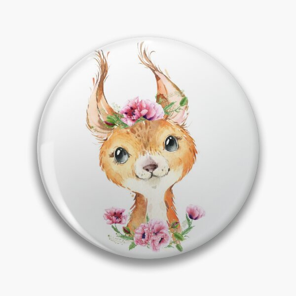 Item preview, Woodland Squirrel with Pink Floral Poppies designed and sold by Paulele.