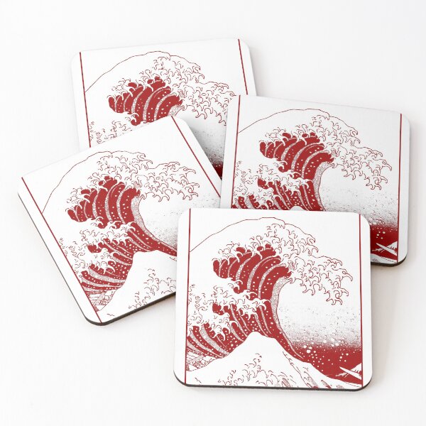 Item preview, Hokusai great Wave - Monochrome white and red designed and sold by helveticate.