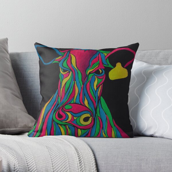 Mad Cow Throw Pillow
