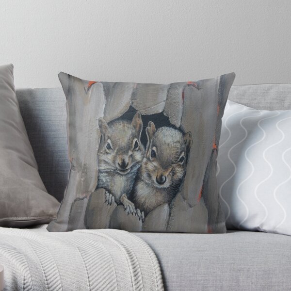 Two little squirrels Throw Pillow