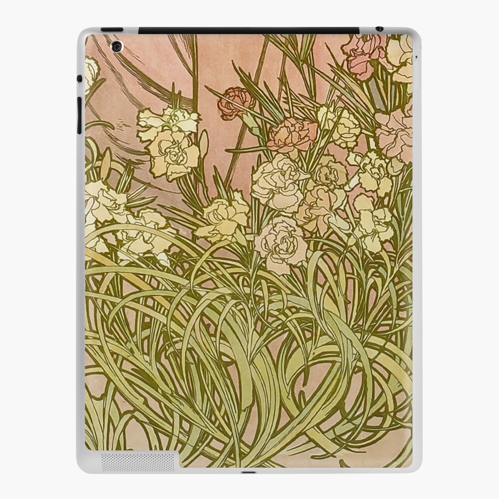 Carnations Alfonse Mucha Art Nouveau Flowers Ipad Case Skin By Antiqueart Redbubble