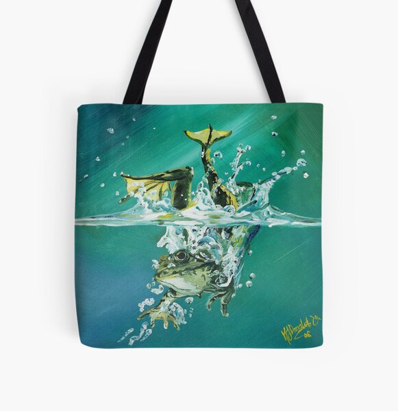 Frog Splash All Over Print Tote Bag