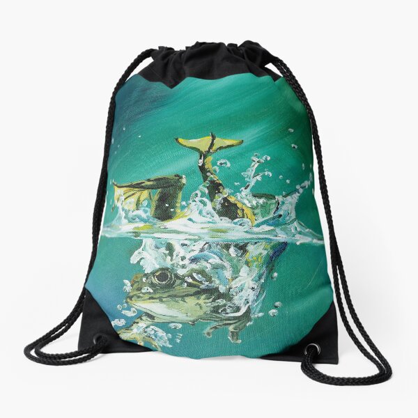 Frog Splash Drawstring Bag