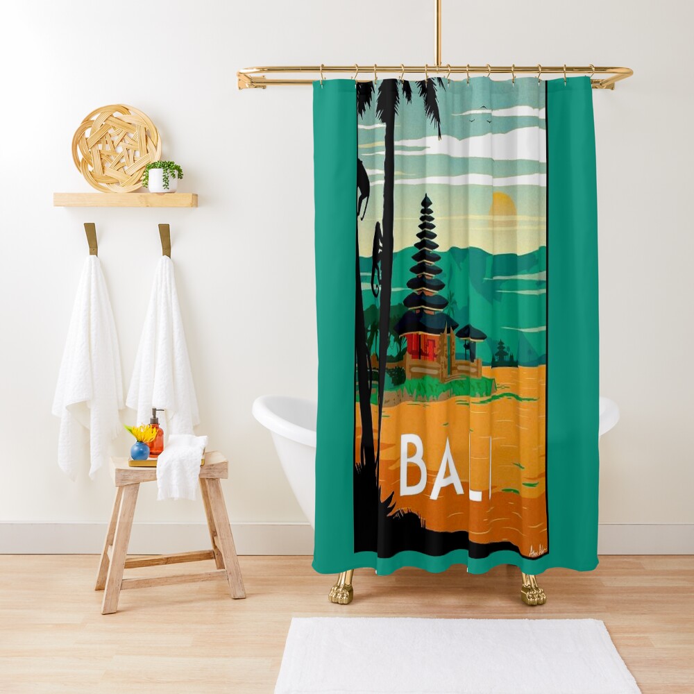 BALI : Vintage Travel and Tourism Advertising Print Shower Curtain