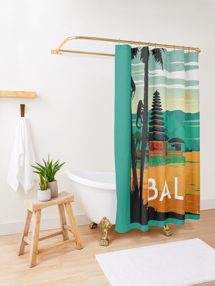 Alternate view of BALI : Vintage Travel and Tourism Advertising Print Shower Curtain