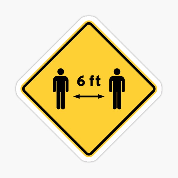 Coronavirus 6 ft yellow road warning sign Sticker