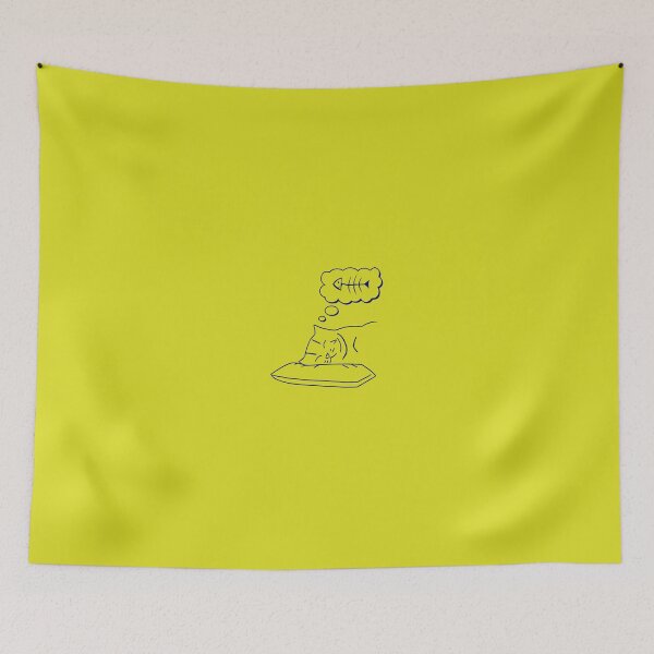 Item preview, Cat sleeping and dreaming about a fish bone designed and sold by greengoodnich.