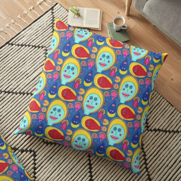 Collection of Saints in Blue Floor Pillow