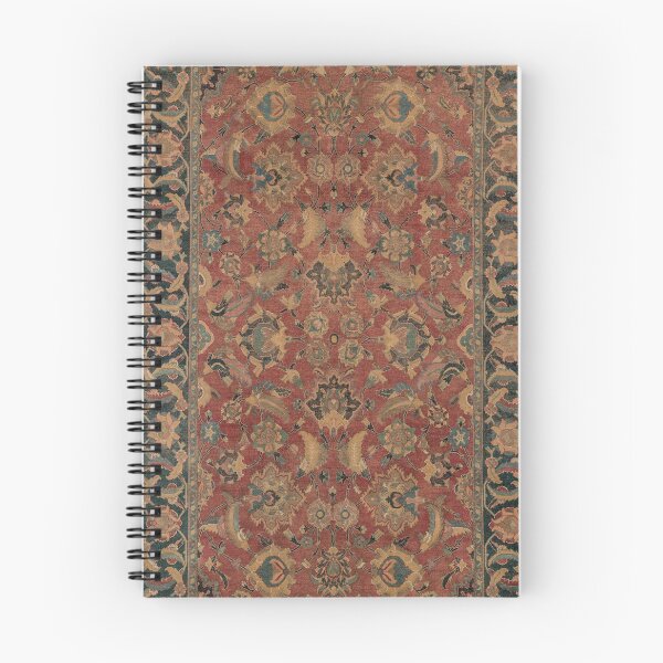 Item preview, Flowery Boho Rug I // 17th Century Distressed Colorful Red Navy Blue Burlap Tan Ornate Accent Pattern designed and sold by vintagepatterns.