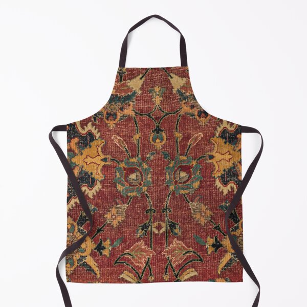 Item preview, Flowery Boho Rug III // 17th Century Distressed Colorful Red Navy Blue Burlap Tan Ornate Accent Pattern designed and sold by vintagepatterns.