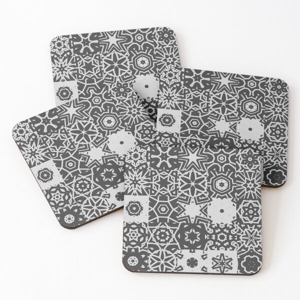 Item preview, Cut Outs Checked Mosaic Soft Black and White-Warm Grey Mono Geometric Abstract Pattern Art Deco Style by Jenny Meehan  designed and sold by Jenny Meehan Art Prints and Patterns  .