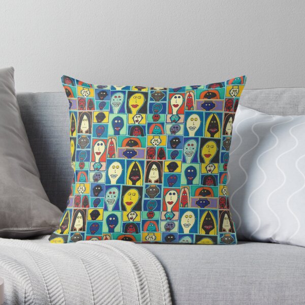 A Collection of Odd Folk Throw Pillow