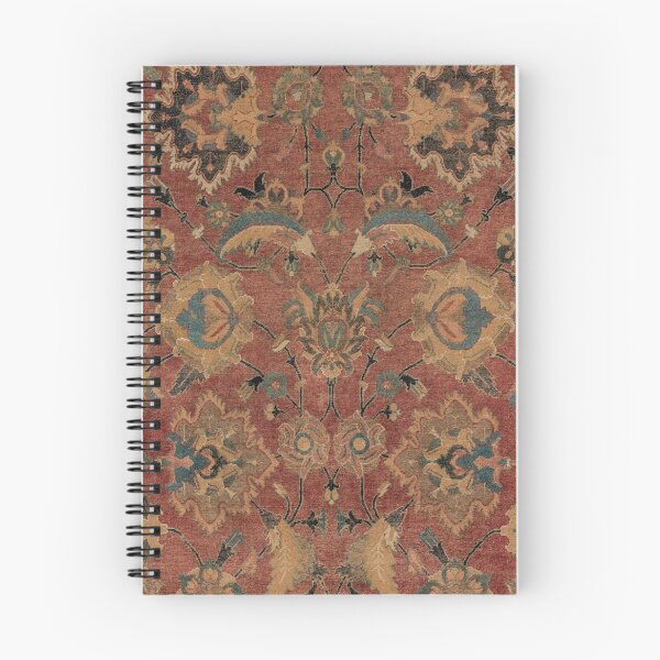Item preview, Flowery Boho Rug IV // 17th Century Distressed Colorful Red Navy Blue Burlap Tan Ornate Accent Pattern designed and sold by vintagepatterns.