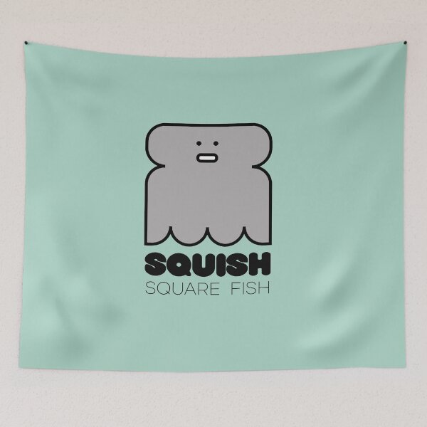Item preview, Fish Squish Square Fish Pastel Sea Green designed and sold by Quooki.