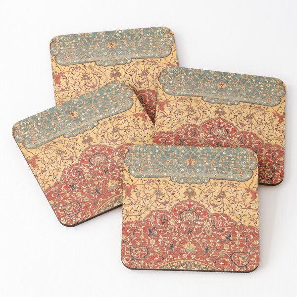 Item preview, Flowery Vines I // 16th Century Contemporary Red Blue Yellow Colorful Ornate Accent Rug Pattern designed and sold by vintagepatterns.