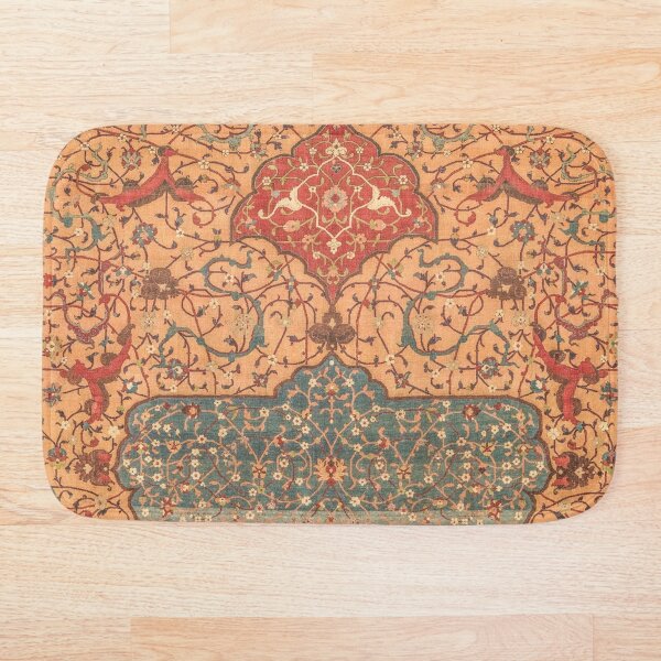 Item preview, Flowery Vines IV // Siglo 16 Contemporáneo Rojo Azul Amarillo Colorido Adorno adornado Alfombra Patrón designed and sold by vintagepatterns.