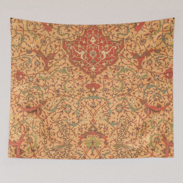 Item preview, Flowery Vines IX // 16th Century Contemporary Red Blue Yellow Colorful Ornate Accent Rug Pattern designed and sold by vintagepatterns.