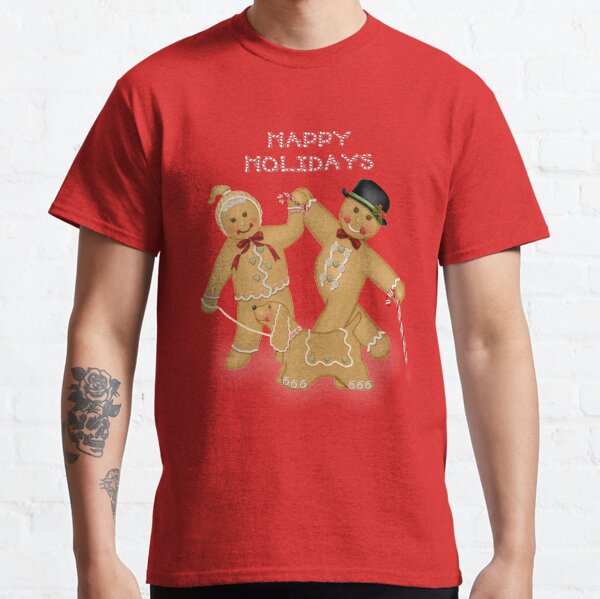 Christmas Gingerbread Trio with Candy Border Classic T-Shirt