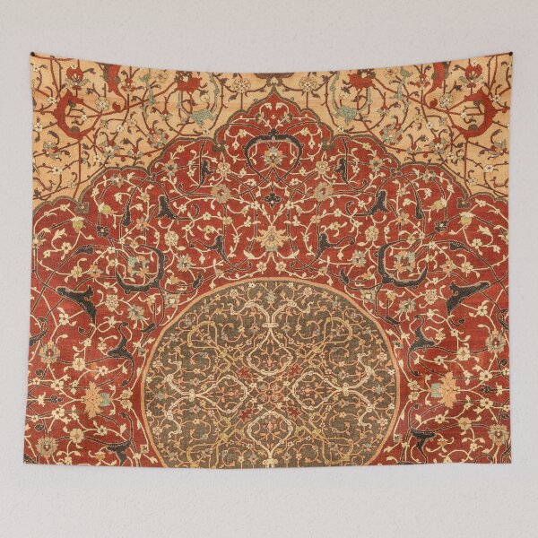 Item preview, Flowery Vines VIII // 16th Century Contemporary Red Blue Yellow Colorful Ornate Accent Rug Pattern designed and sold by vintagepatterns.