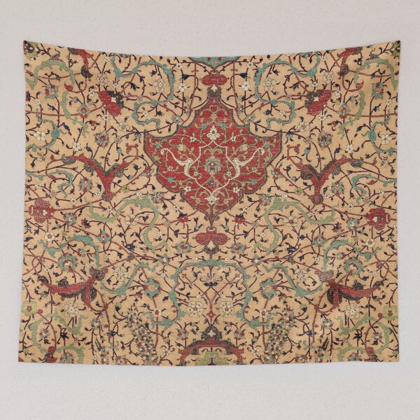 Item preview, Flowery Vines XI // 16th Century Contemporary Red Blue Yellow Colorful Ornate Accent Rug Pattern designed and sold by vintagepatterns.