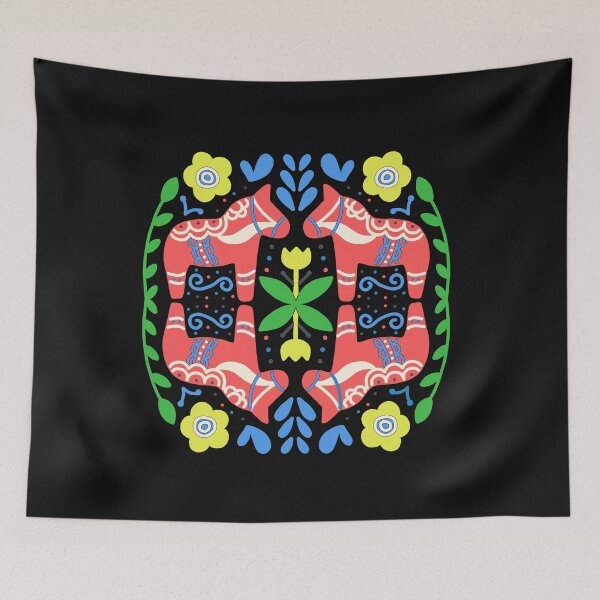 Item preview, Dala Horse Pattern Dalarna Sweden Horse Dalecarlian Swedish Colorful designed and sold by funnytshirtemp.