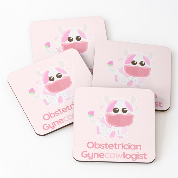Item preview, Cute Baby Pink Strawberry Cow Obstetrician Gynecowlogist designed and sold by twicetrader.