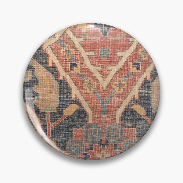 Item preview, Geometric Leaves IV // 18th Century Distressed Red Blue Green Colorful Ornate Accent Rug Pattern designed and sold by vintagepatterns.