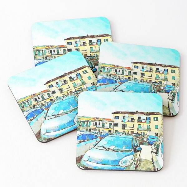 Item preview, Cars parked in front of apartment buildings designed and sold by Giuseppe Cocco.