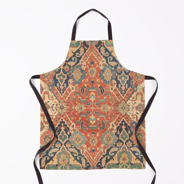 Item preview, Geometric Leaves VII // 18th Century Distressed Red Blue Green Colorful Ornate Accent Rug Pattern designed and sold by vintagepatterns.