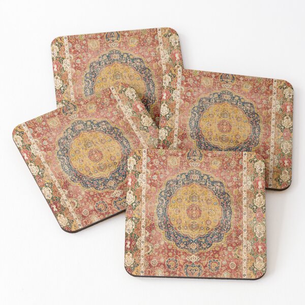 Item preview, Indian Boho I // 16th Century Distressed Red Green Blue Flowery Colorful Ornate Rug Pattern designed and sold by vintagepatterns.