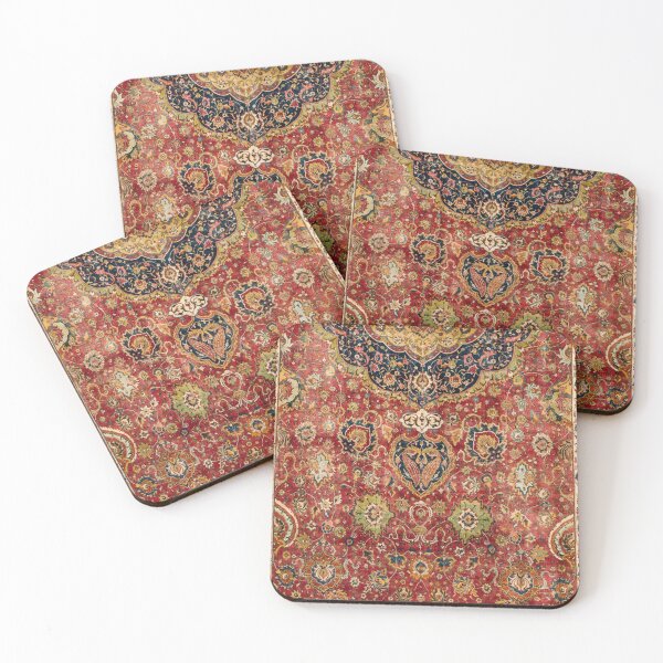 Item preview, Indian Boho II // 16th Century Distressed Red Green Blue Flowery Colorful Ornate Rug Pattern designed and sold by vintagepatterns.