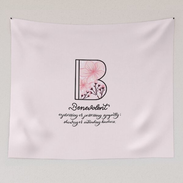 Item preview, B for Benevolent Initial with Definition and Sakura flowers designed and sold by Winvalerie.