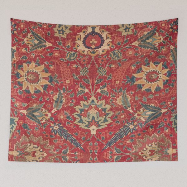 Item preview, Indian Trellis | Mid 17th Century Red Floral Medallions Ornamental Palmette Leaves Rug Pattern designed and sold by vintagepatterns.
