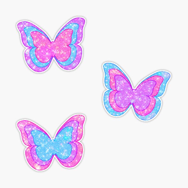 Trendy Y2K stickers. Cute girly patches, butterfly and glamour