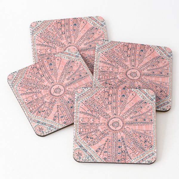 Item preview, Light Pink Wildflower Sunshine II // 18th Century Colorful Pinkish Dusty Blue Gray Positive Pattern designed and sold by vintagepatterns.