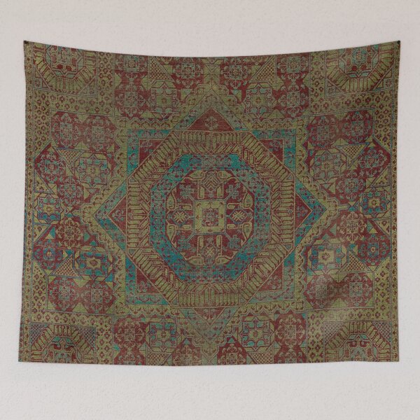 Item preview, Mediterranean Medallion I // 15th Century Dark Colorful Kaleidoscope Sapphire Blue Red Rug Pattern designed and sold by vintagepatterns.