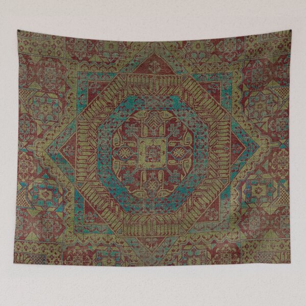 Item preview, Mediterranean Medallion II // 15th Century Dark Colorful Kaleidoscope Sapphire Blue Red Rug Pattern designed and sold by vintagepatterns.