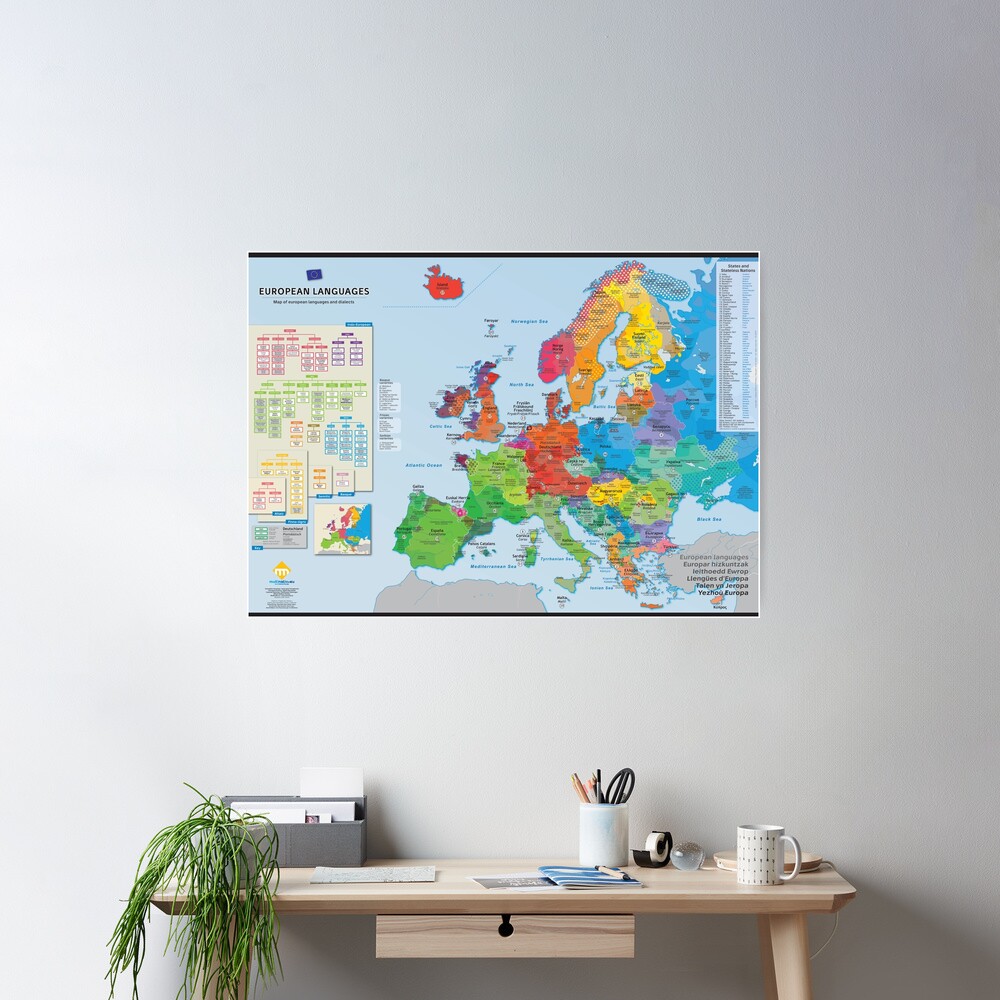 Poster « "European languages" : Carte des langues d'Europe (en anglais)»